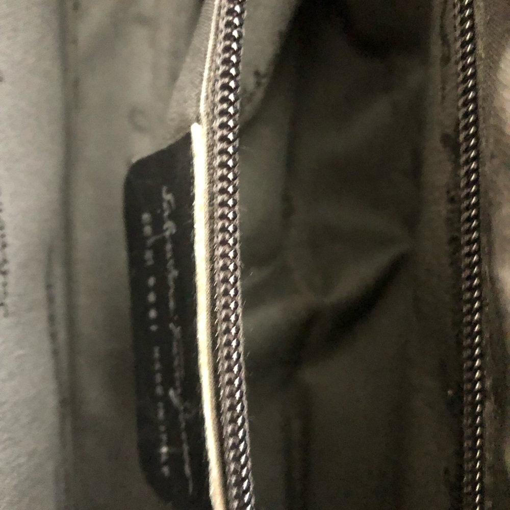 Salvatore Ferragamo Black Canvas Handbag With Leather & Chain Handles - Picture 5 of 16